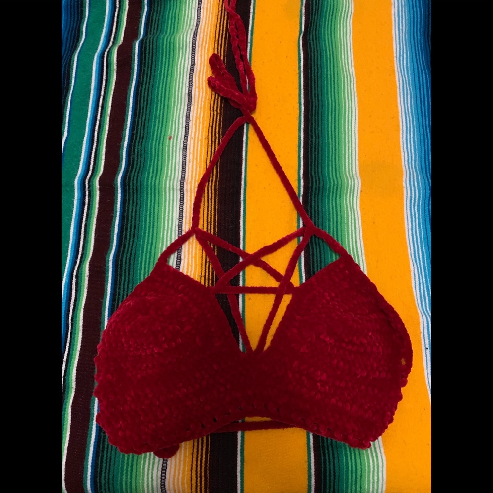 Red Velvet Crochet Bralette